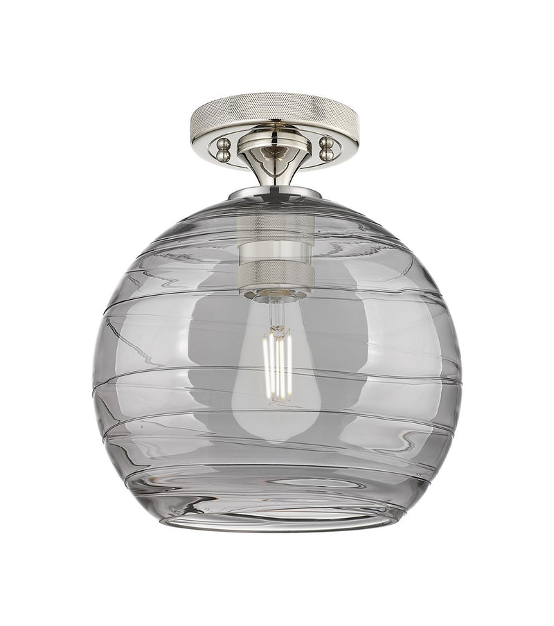 Innovations 434-1F-PN-G1213-8SM One Light Flush Mount, Polished Nickel