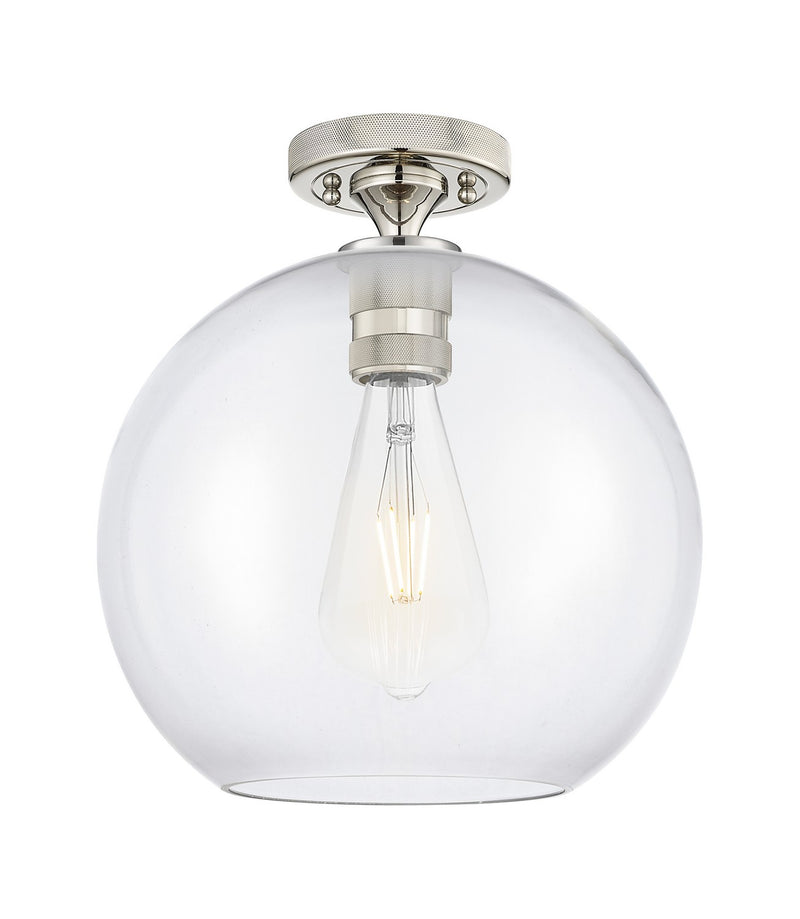 Innovations 434-1F-PN-G122-10 One Light Flush Mount, Polished Nickel