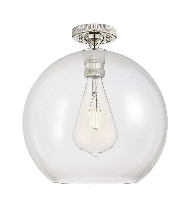 Innovations 434-1F-PN-G122-12 One Light Flush Mount, Polished Nickel
