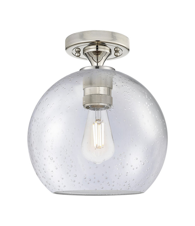 Innovations 434-1F-PN-G124-8 One Light Flush Mount, Polished Nickel