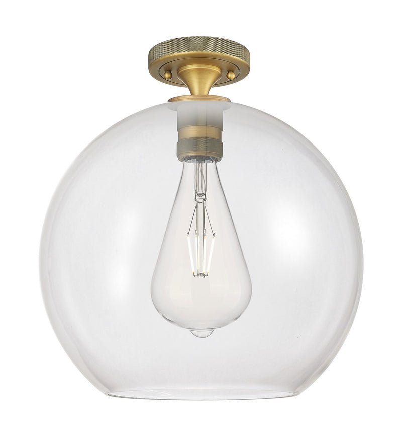 Innovations 434-1F-BB-G122-12 One Light Flush Mount, Brushed Brass