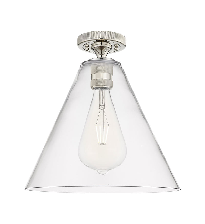 Innovations 434-1F-PN-GBC-122 One Light Flush Mount, Polished Nickel