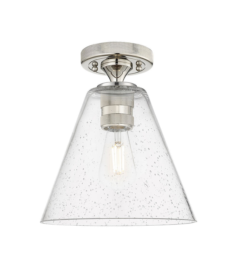 Innovations 434-1F-PN-GBC-84 One Light Flush Mount, Polished Nickel