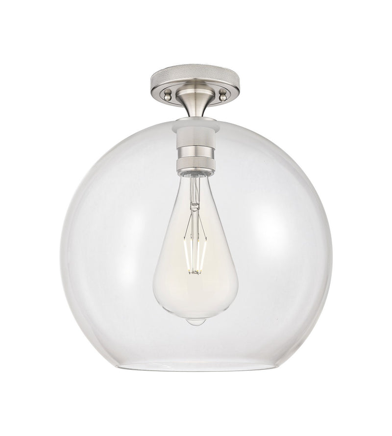 Innovations 434-1F-SN-G122-12 One Light Flush Mount, Satin Nickel