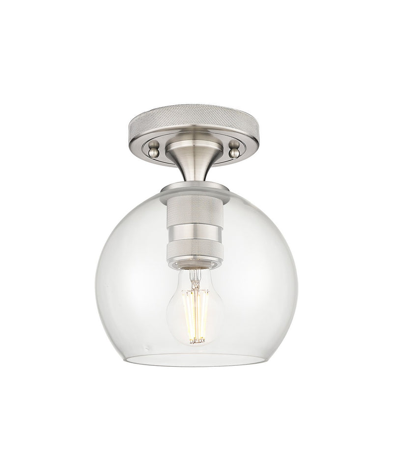 Innovations 434-1F-SN-G122-6 One Light Flush Mount, Satin Nickel