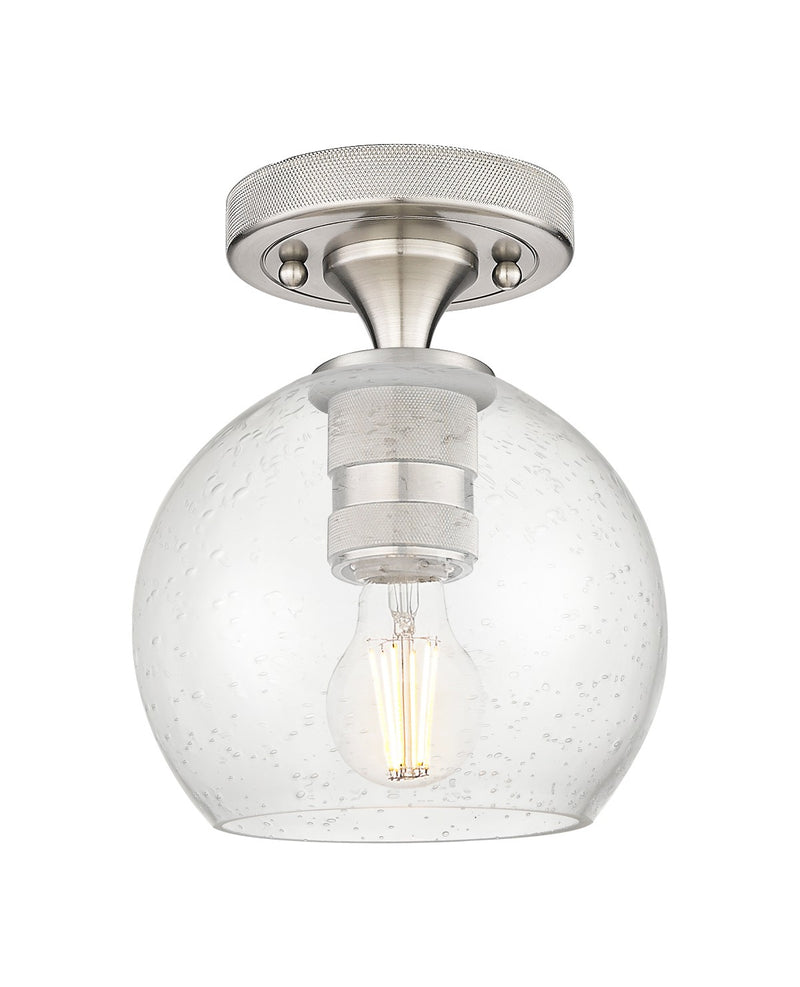 Innovations 434-1F-SN-G124-6 One Light Flush Mount, Satin Nickel