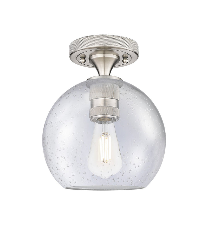 Innovations 434-1F-SN-G124-8 One Light Flush Mount, Satin Nickel