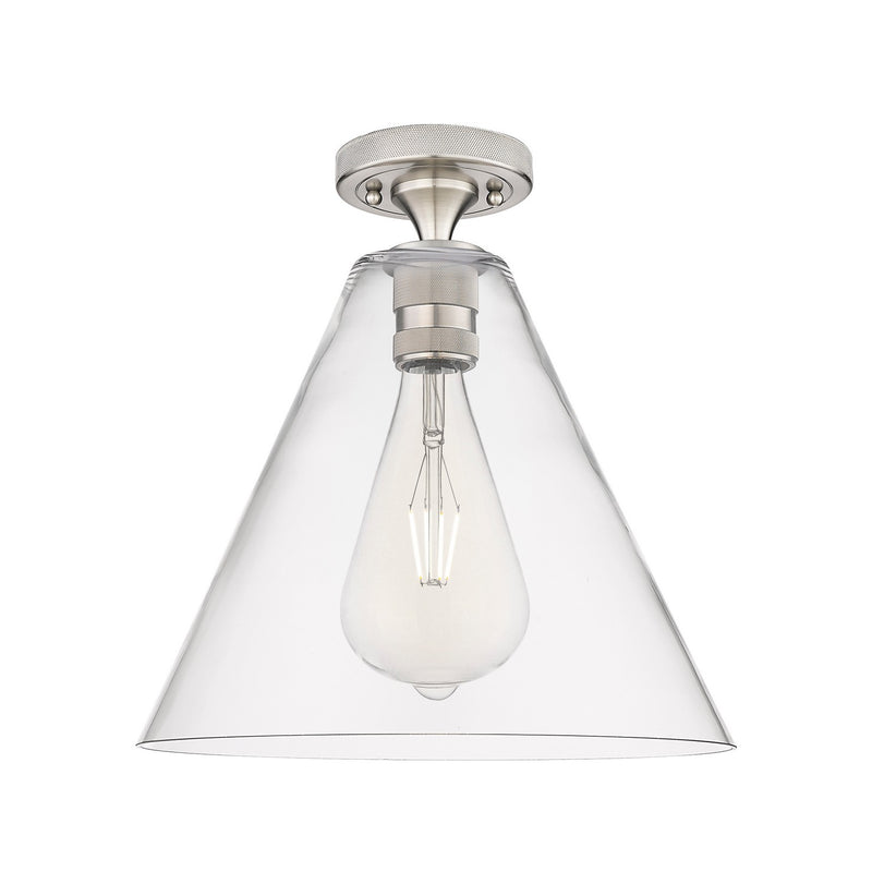 Innovations 434-1F-SN-GBC-122 One Light Flush Mount, Satin Nickel