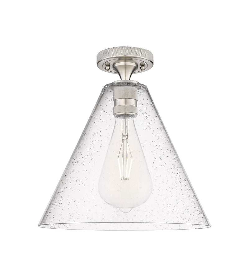 Innovations 434-1F-SN-GBC-124 One Light Flush Mount, Satin Nickel