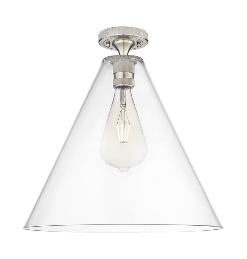 Innovations 434-1F-SN-GBC-162 One Light Flush Mount, Satin Nickel
