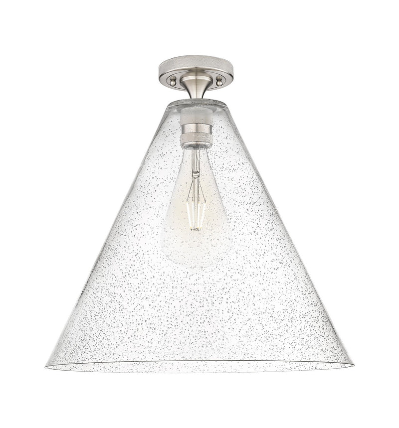 Innovations 434-1F-SN-GBC-164 One Light Flush Mount, Satin Nickel