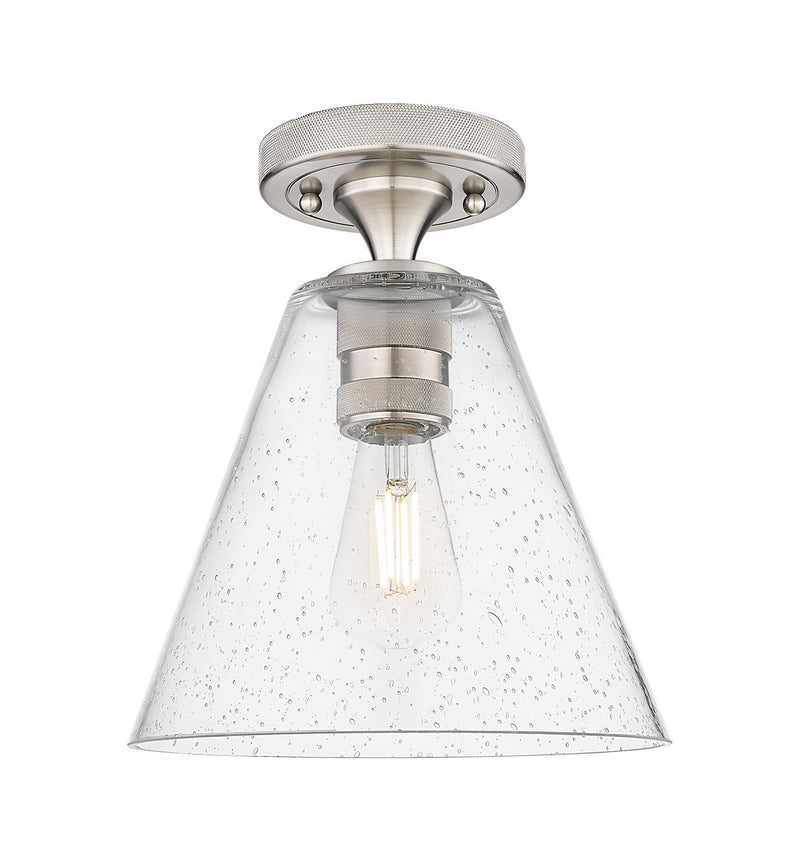 Innovations 434-1F-SN-GBC-84 One Light Flush Mount, Satin Nickel