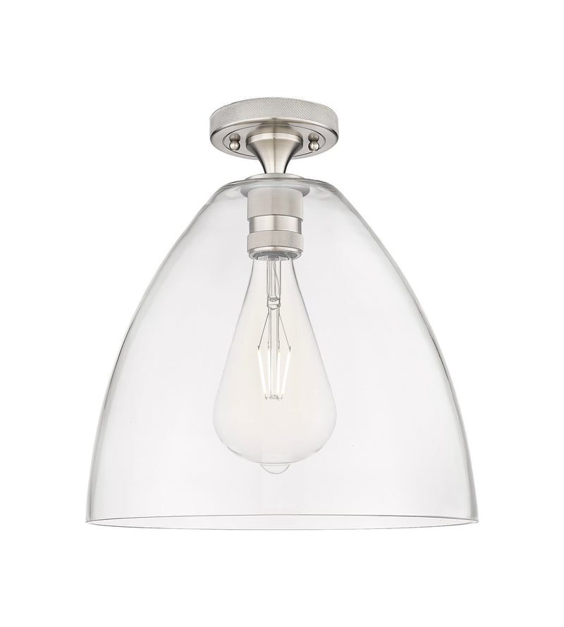 Innovations 434-1F-SN-GBD-122 One Light Flush Mount, Satin Nickel