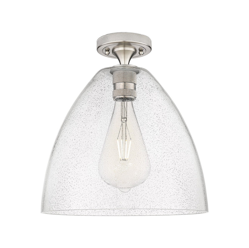 Innovations 434-1F-SN-GBD-124 One Light Flush Mount, Satin Nickel