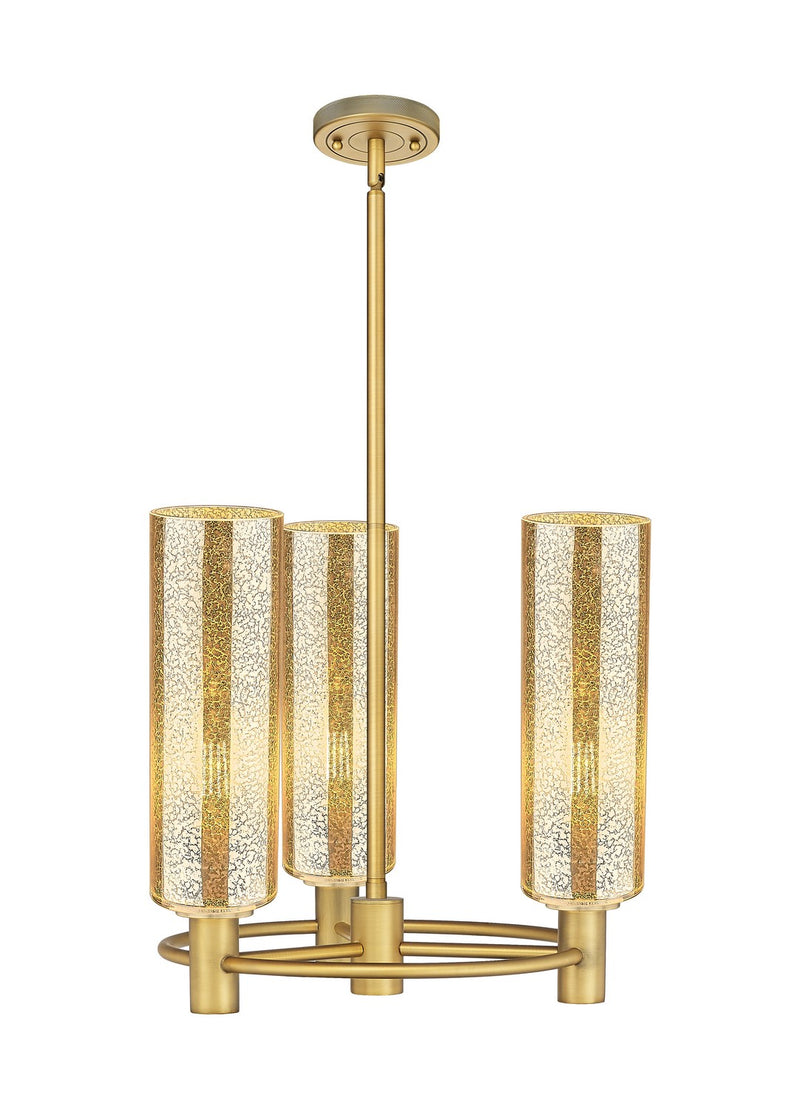 Innovations 434-3CR-BB-G434-12ME Three Light Pendant, Brushed Brass