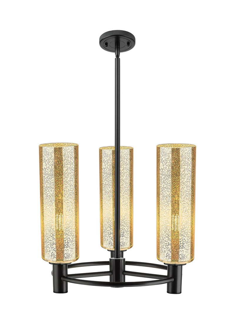 Innovations 434-3CR-BK-G434-12ME Three Light Pendant, Matte Black