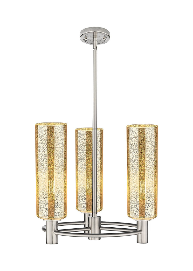 Innovations 434-3CR-SN-G434-12ME Three Light Pendant, Satin Nickel