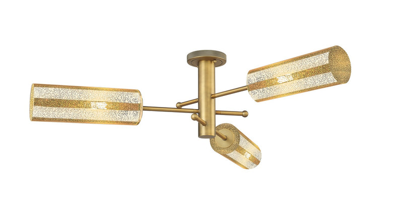 Innovations 434-3F-BB-G434-12ME Three Light Semi-Flush Mount, Brushed Brass