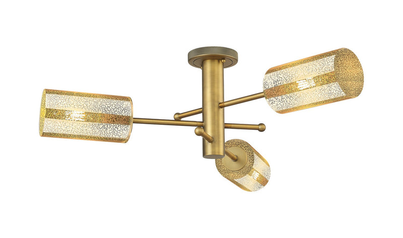 Innovations 434-3F-BB-G434-7ME Three Light Semi-Flush Mount, Brushed Brass