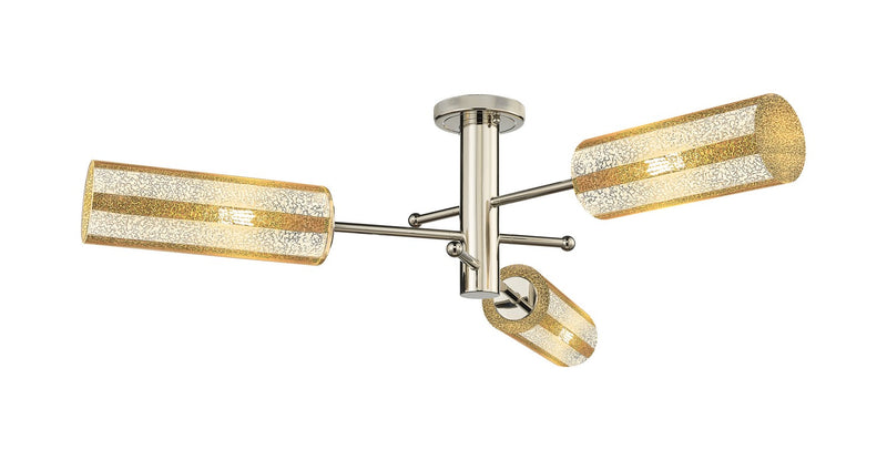 Innovations 434-3F-PN-G434-12ME Three Light Semi-Flush Mount, Polished Nickel