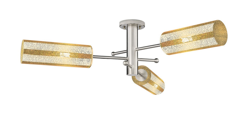 Innovations 434-3F-SN-G434-12ME Three Light Semi-Flush Mount, Satin Nickel