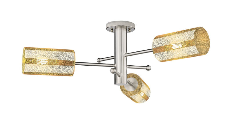 Innovations 434-3F-SN-G434-7ME Three Light Semi-Flush Mount, Satin Nickel