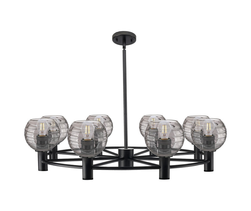 Innovations 434-8CR-BK-G1213-6SM Eight Light Chandelier, Matte Black