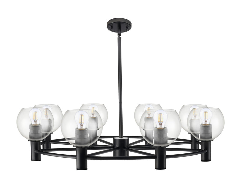 Innovations 434-8CR-BK-G122-6 Eight Light Chandelier, Matte Black