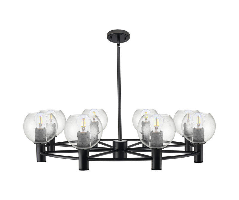 Innovations 434-8CR-BK-G124-6 Eight Light Chandelier, Matte Black