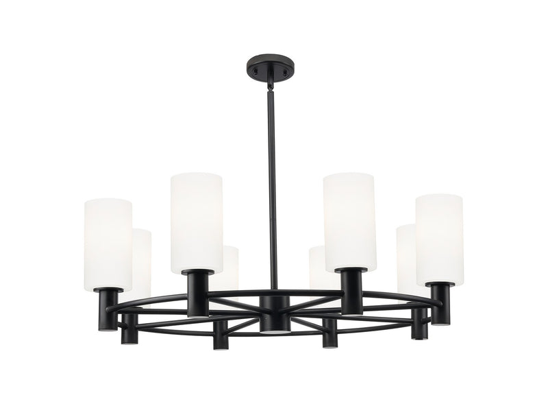 Innovations 434-8CR-BK-G434-7WH Eight Light Chandelier, Matte Black