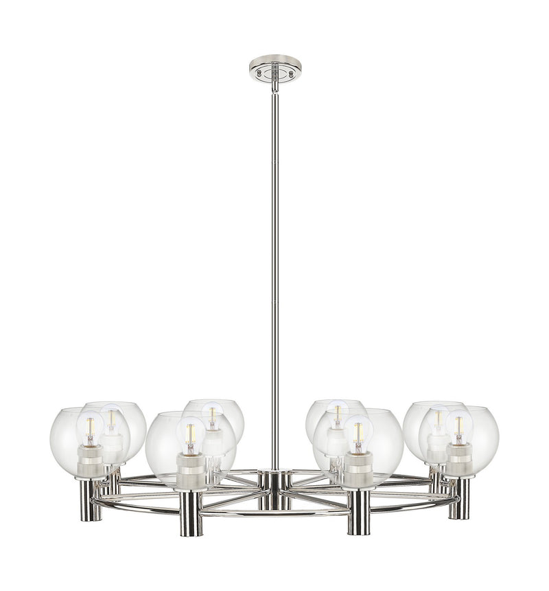 Innovations 434-8CR-PN-G122-6 Eight Light Chandelier, Polished Nickel
