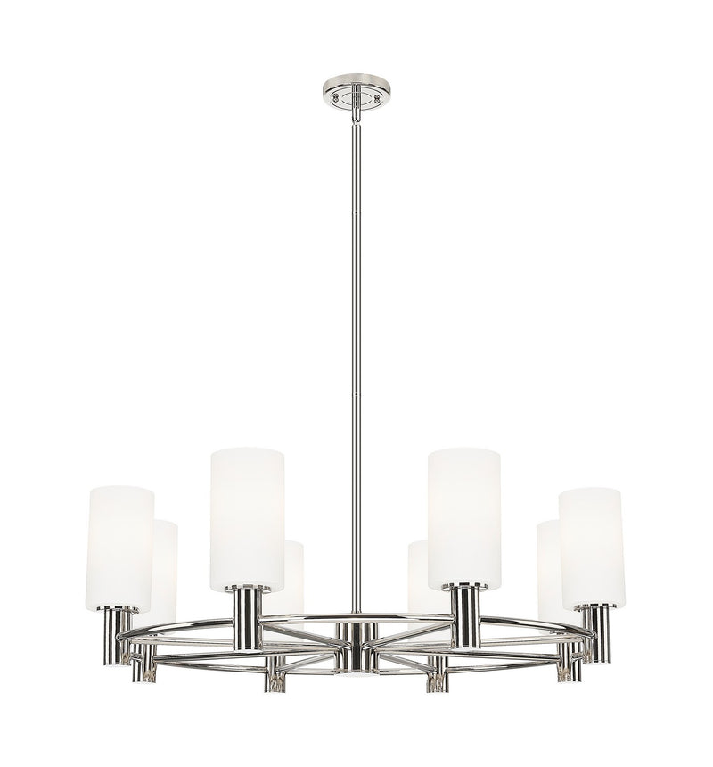 Innovations 434-8CR-PN-G434-7WH Eight Light Chandelier, Polished Nickel