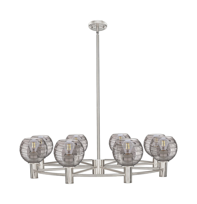 Innovations 434-8CR-SN-G1213-6SM Eight Light Chandelier, Satin Nickel