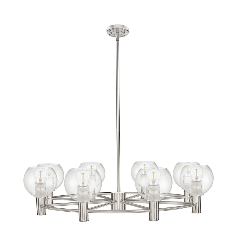 Innovations 434-8CR-SN-G124-6 Eight Light Chandelier, Satin Nickel