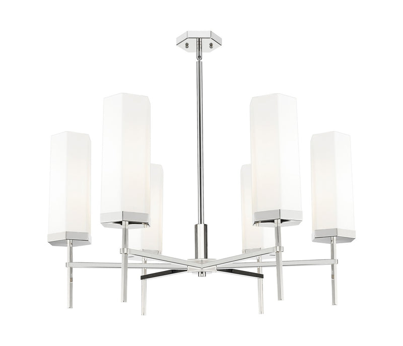 Innovations 463-6CR-PN-G463-12WH Six Light Chandelier, Polished Nickel
