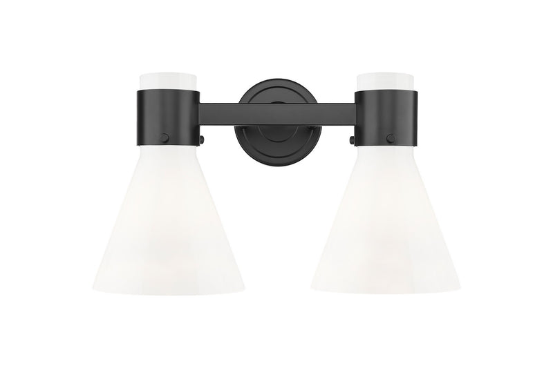 Innovations 464-2W-BK-G464C-7GW Two Light Bath Vanity, Matte Black