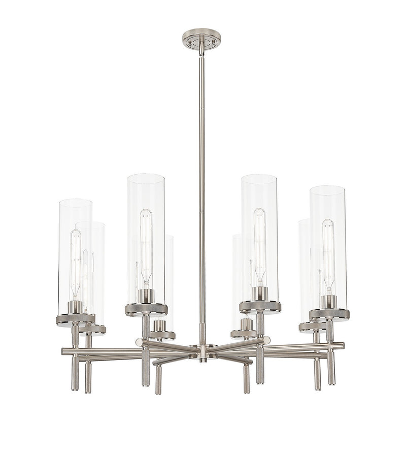 Innovations 471-8CR-SN-G471-12CL Eight Light Chandelier, Satin Nickel