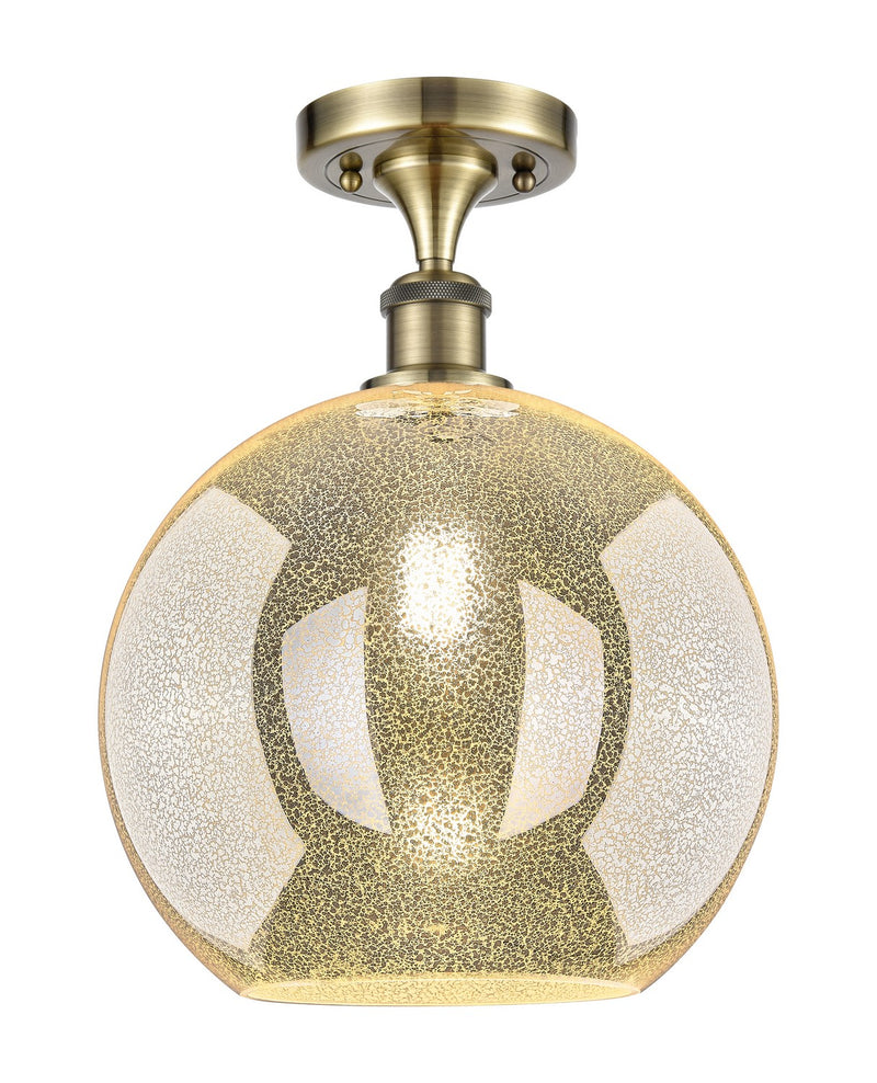 Innovations 516-1C-AB-G128-12 One Light Semi-Flush Mount, Antique Brass