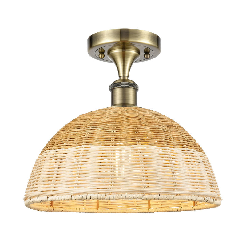Innovations 516-1C-AB-NBD2-12-NAT One Light Semi-Flush Mount, Antique Brass