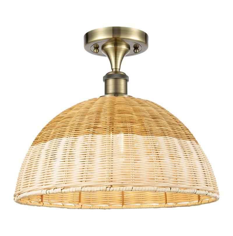 Innovations 516-1C-AB-NBD2-16-NAT One Light Semi-Flush Mount, Antique Brass