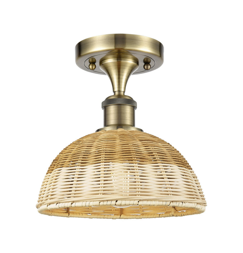 Innovations 516-1C-AB-NBD2-9-NAT One Light Semi-Flush Mount, Antique Brass