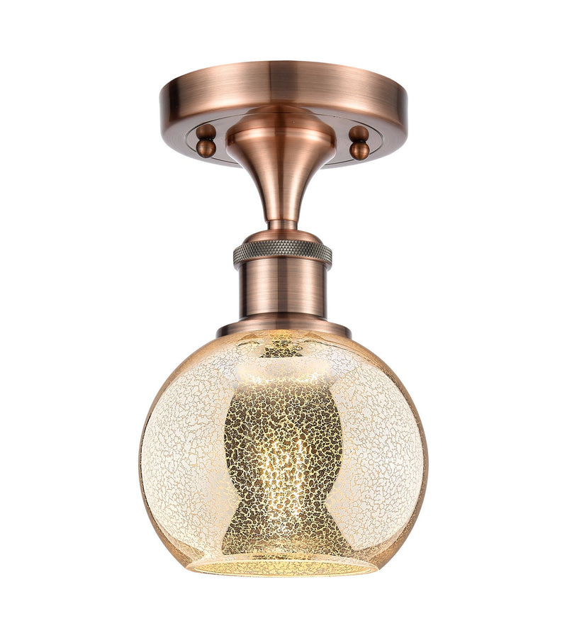 Innovations 516-1C-AC-G128-6 One Light Semi-Flush Mount, Antique Copper