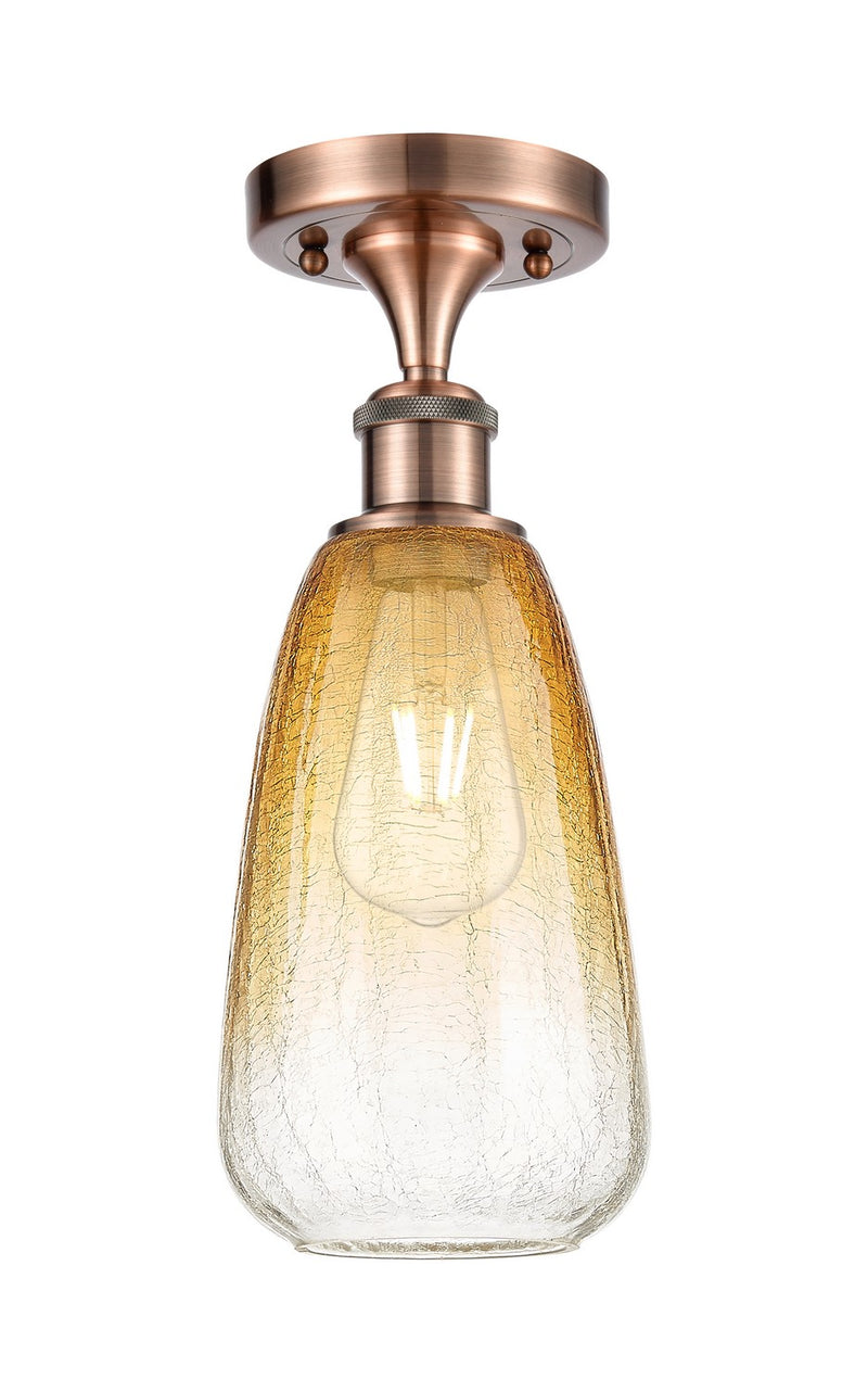 Innovations 516-1C-AC-G480-6AM One Light Semi-Flush Mount, Antique Copper