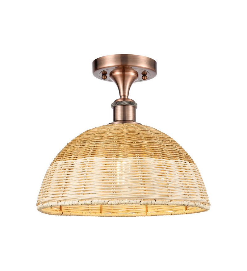 Innovations 516-1C-AC-NBD2-12-NAT One Light Semi-Flush Mount, Antique Copper