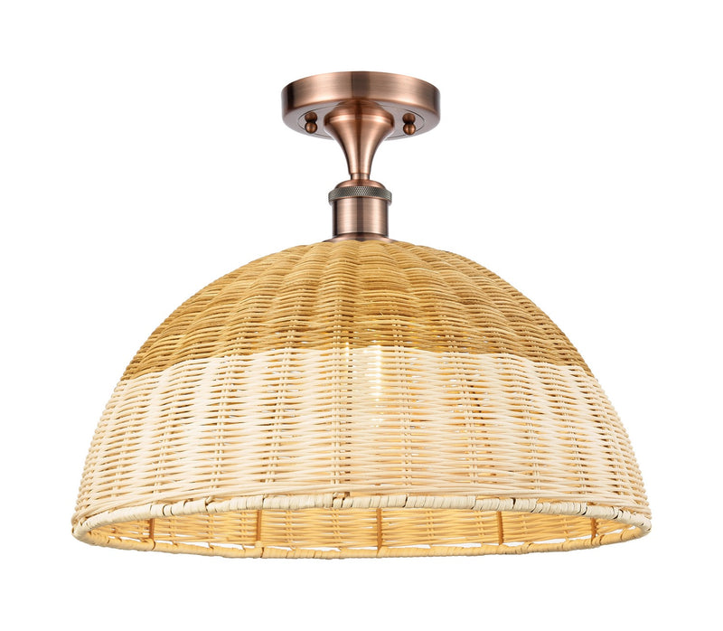 Innovations 516-1C-AC-NBD2-16-NAT One Light Semi-Flush Mount, Antique Copper