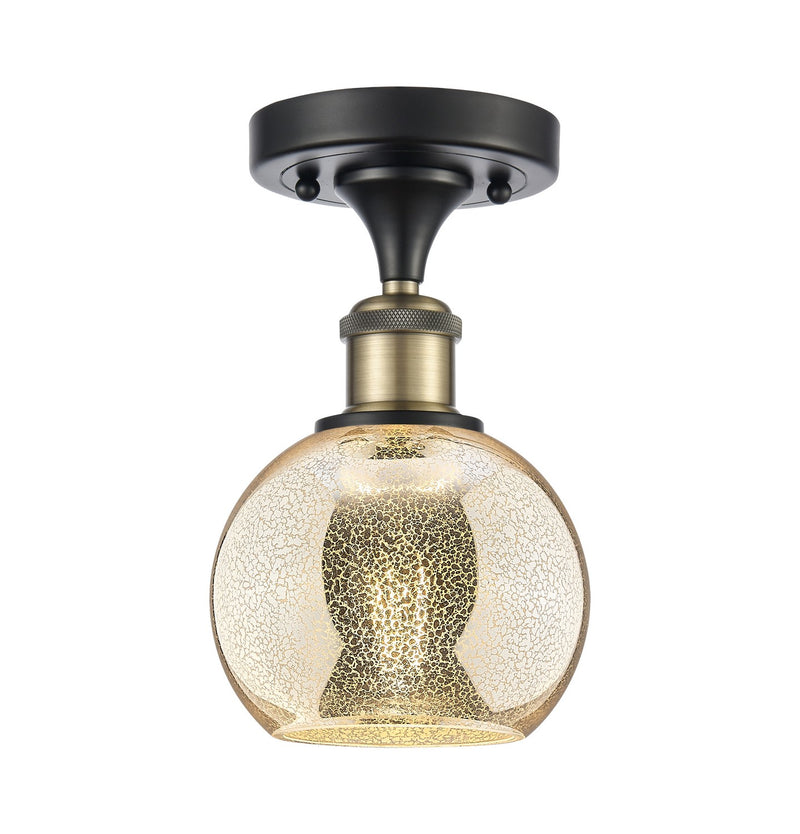 Innovations 516-1C-BAB-G128-6 One Light Semi-Flush Mount, Black Antique Brass
