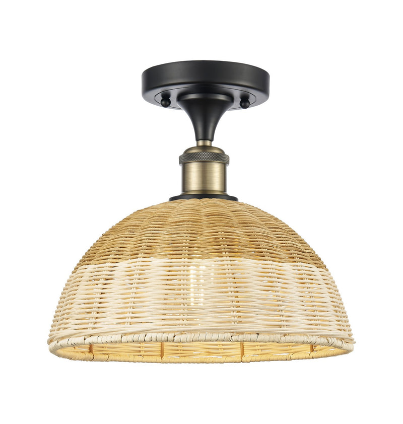 Innovations 516-1C-BAB-NBD2-12-NAT One Light Semi-Flush Mount, Black Antique Brass
