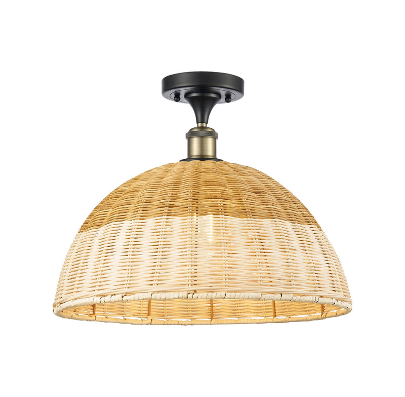 Innovations 516-1C-BAB-NBD2-16-NAT One Light Semi-Flush Mount, Black Antique Brass