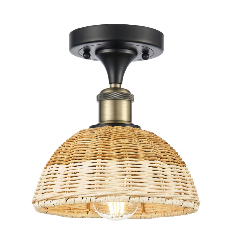 Innovations 516-1C-BAB-NBD2-75-NAT One Light Semi-Flush Mount, Black Antique Brass