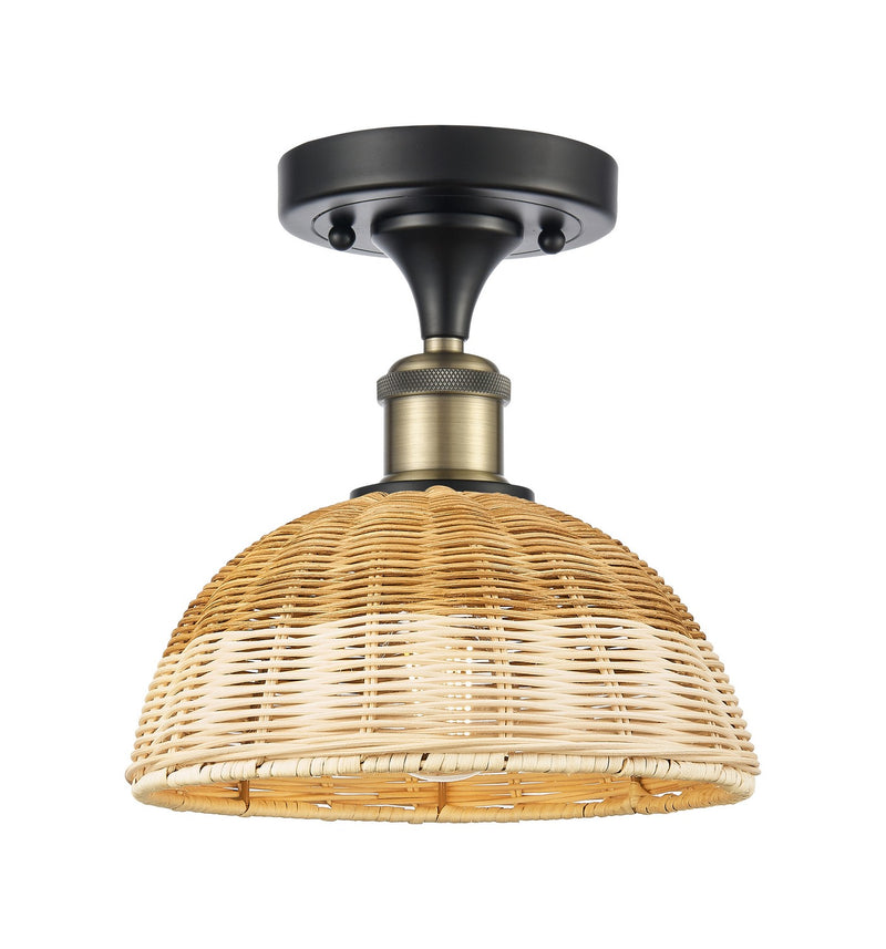 Innovations 516-1C-BAB-NBD2-9-NAT One Light Semi-Flush Mount, Black Antique Brass
